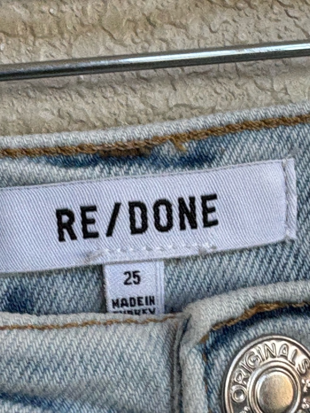 RE/DONE Light Wash Straight Leg Jeans High Rise Button Fly Blue Size 25 - Picture 6 of 9